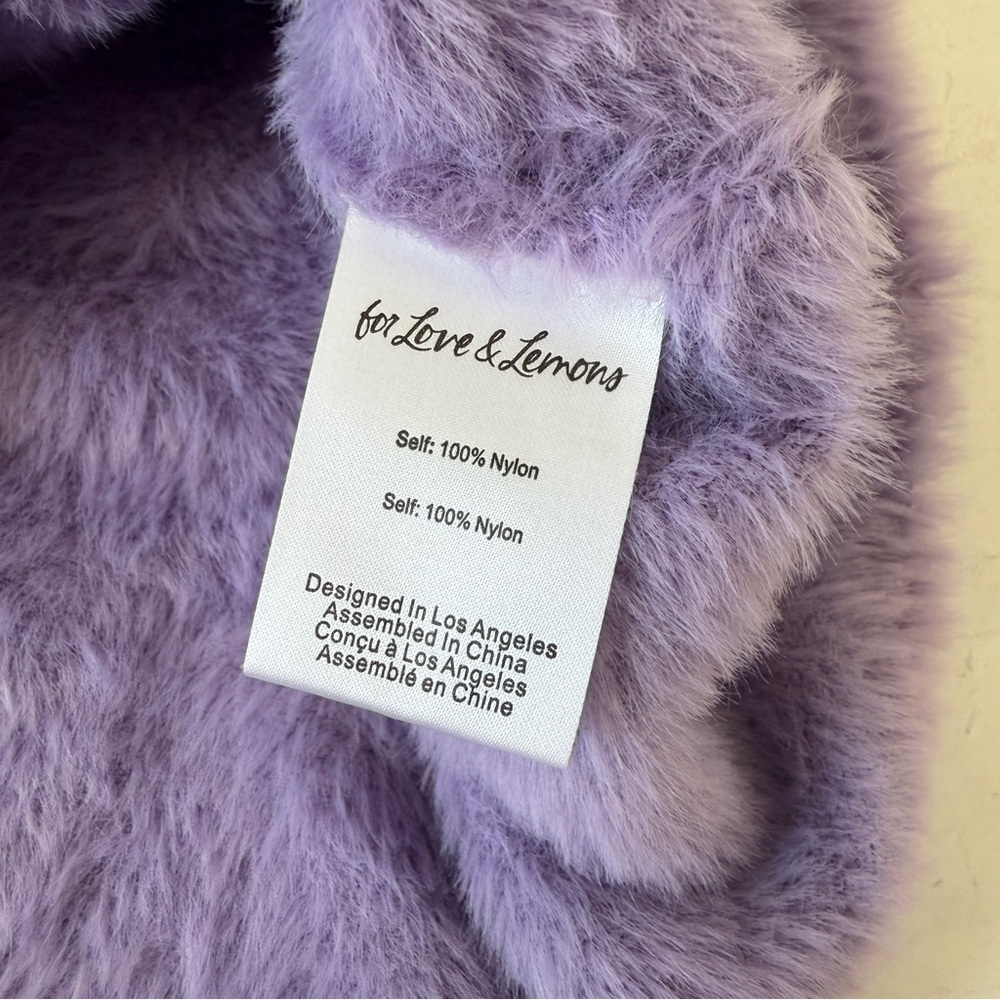 For Love & Lemons Finley Mini Purple Fur Flowers Dress Size XS - Picture 7 of 11